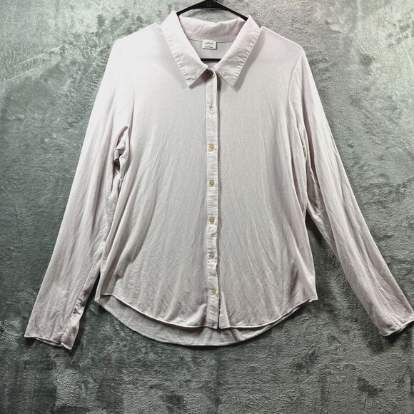 Wilfred Aritzia Womens Extra Large Top Pale Pink Tencel Soft Long Sleeve Button - Picture 1 of 11